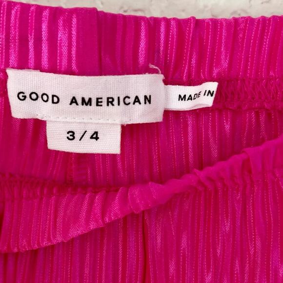 NWOT Good American Always Fits High Waist Plissé Fuchsia Pink Pants Sz 3 /4 - Picture 9 of 9